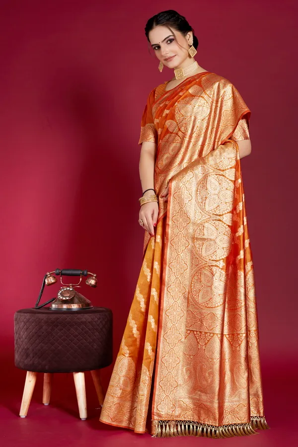 Orange_Organza_Saree_For_Women