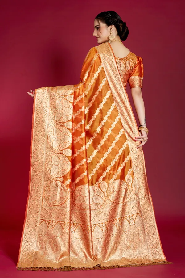 Orange_Organza_Saree_For_Women