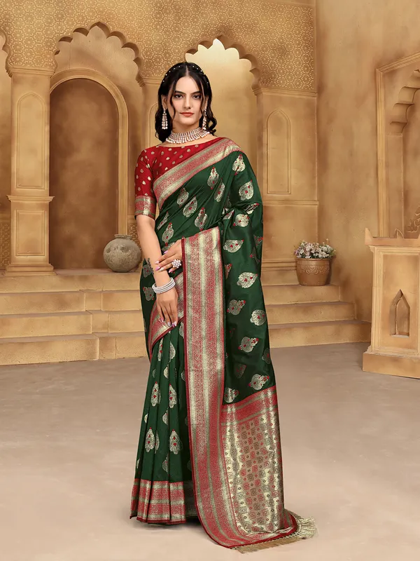 Green_Banarsi_Silk_Saree_For_Women