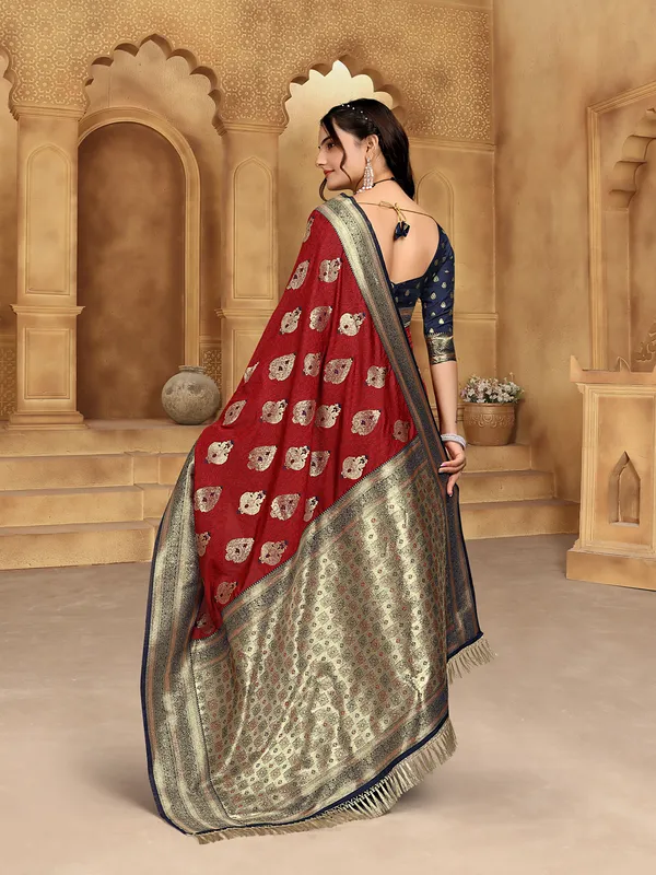 Maroon_Banarsi_Silk_Saree_For_Women