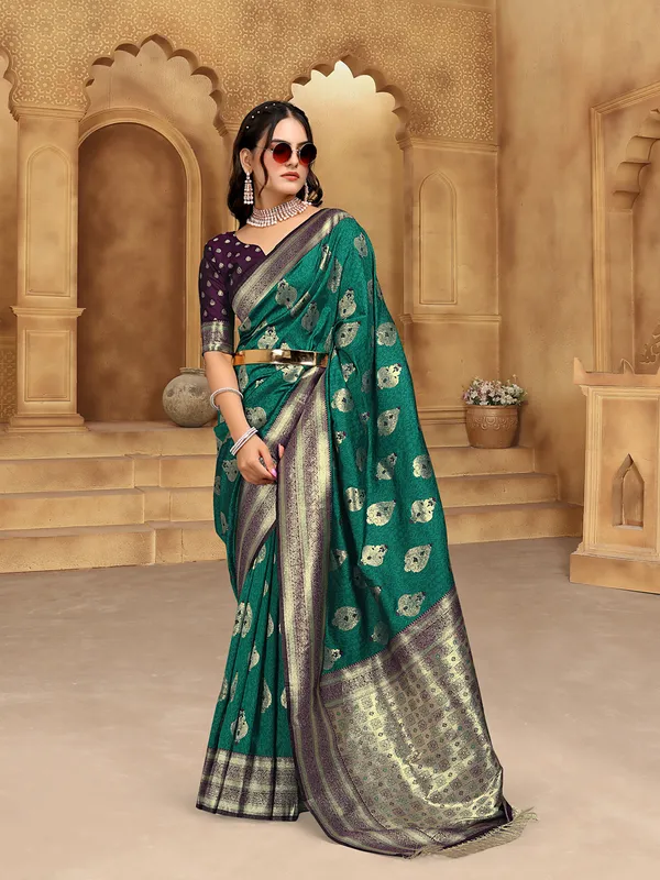Green_Banarsi_Silk_Saree_For_Women