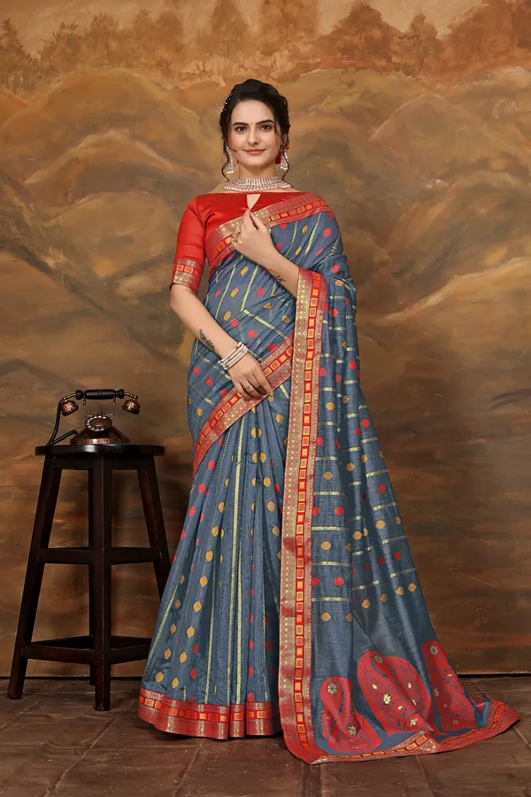 Dark_Grey_Cotton_Saree_For_Women