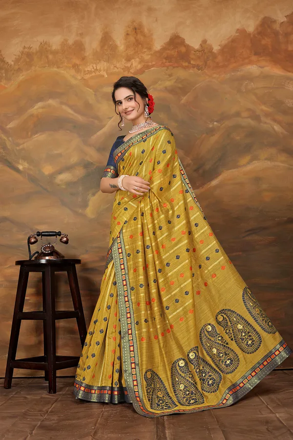 Yellow_Cotton_Saree_For_Women