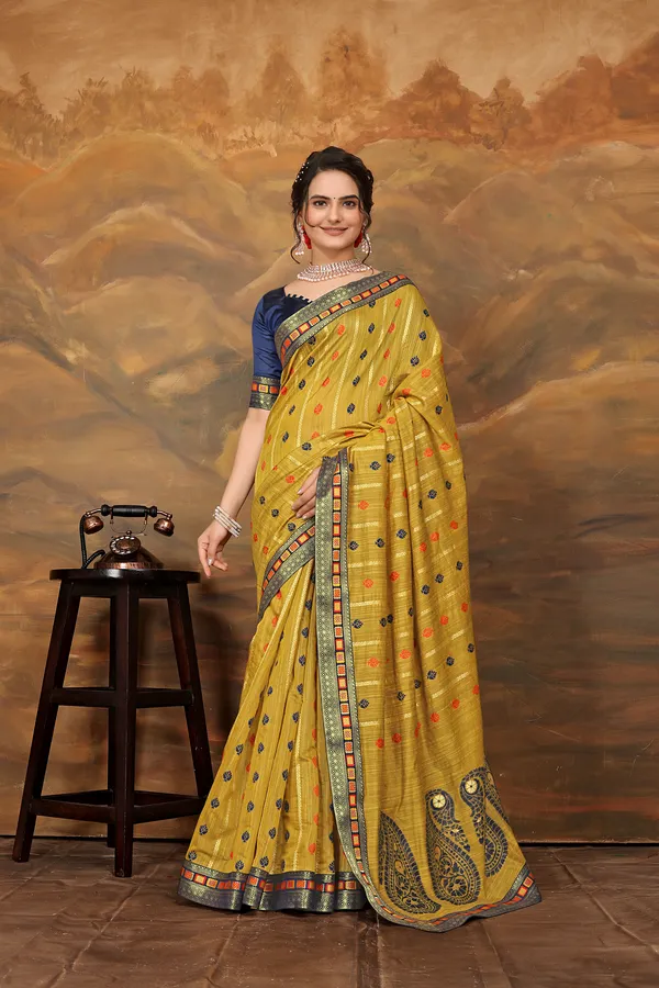 Yellow_Cotton_Saree_For_Women