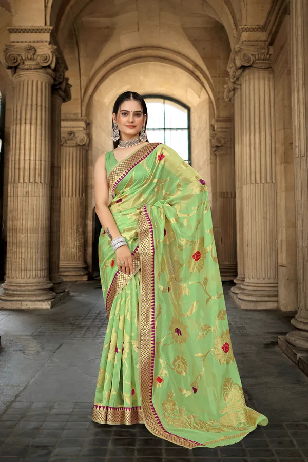 Pista_Green_Organza_Saree_For_Women