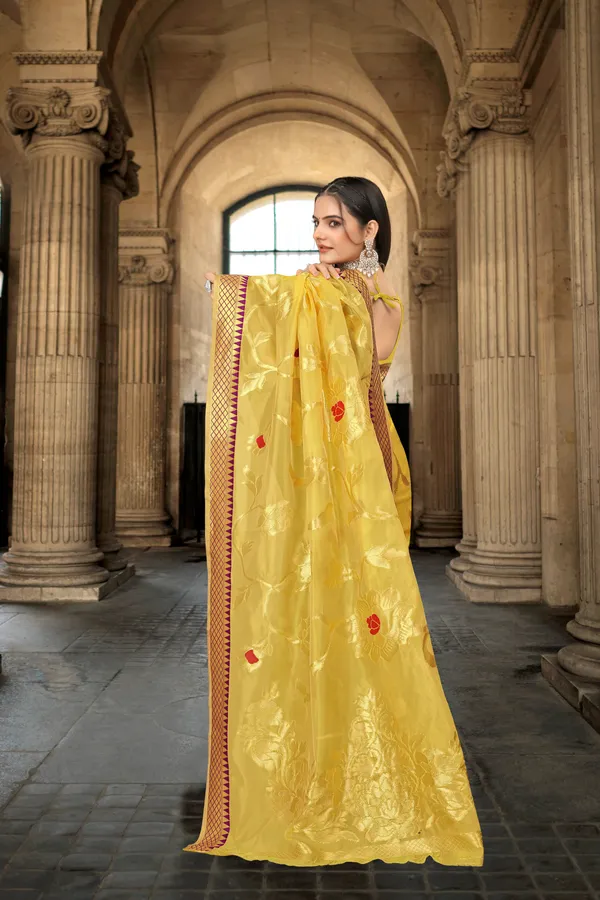 Yellow_Organza_Saree_For_Women