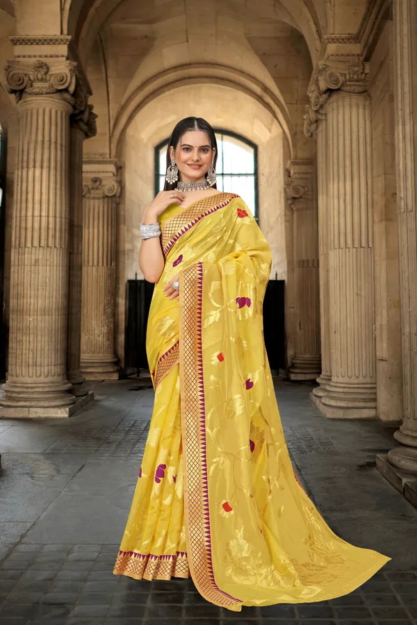 Yellow_Organza_Saree_For_Women