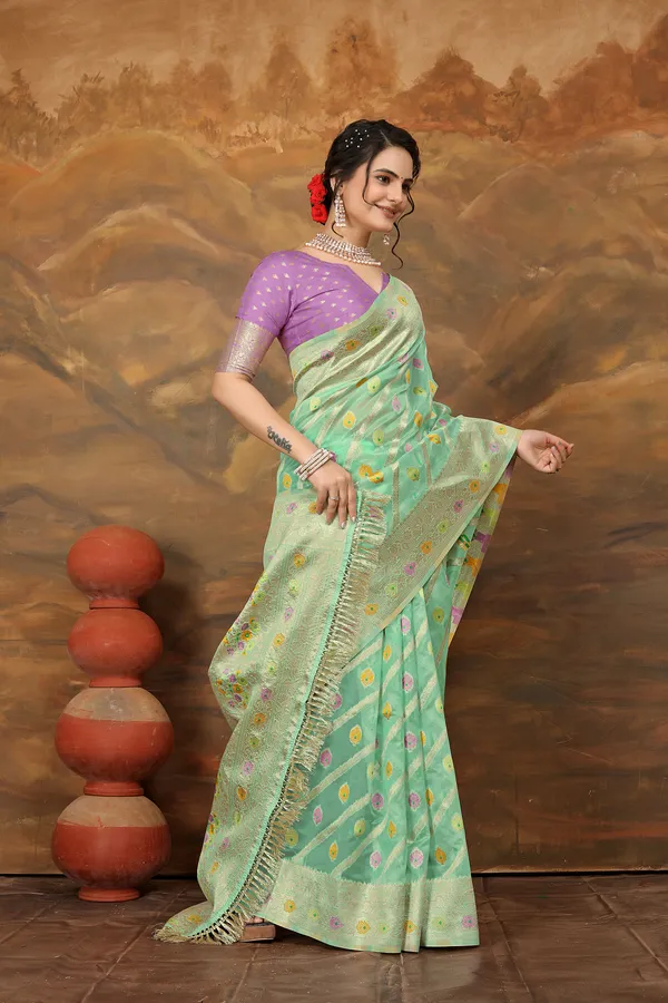 Green_Organza_Saree_For_Women