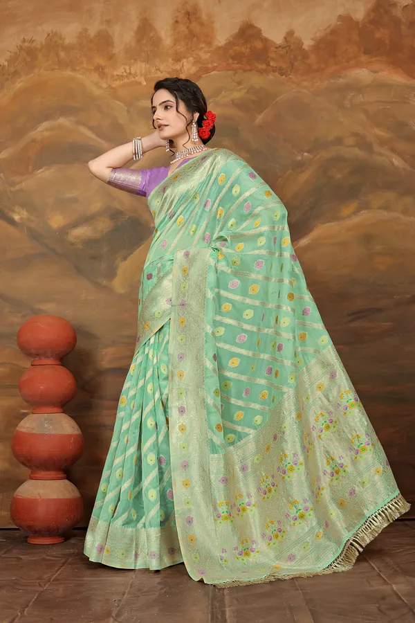 Green_Organza_Saree_For_Women
