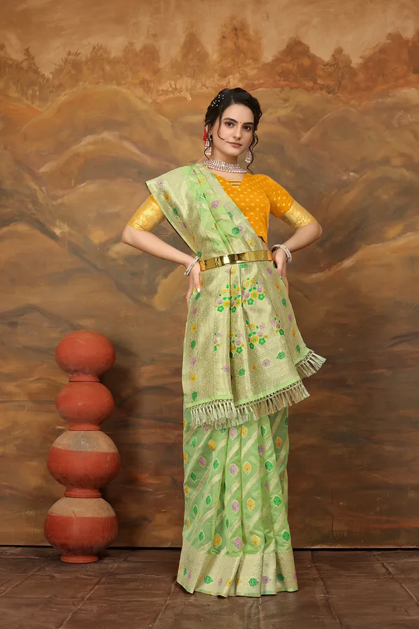 Green_Organza_Saree_For_Women