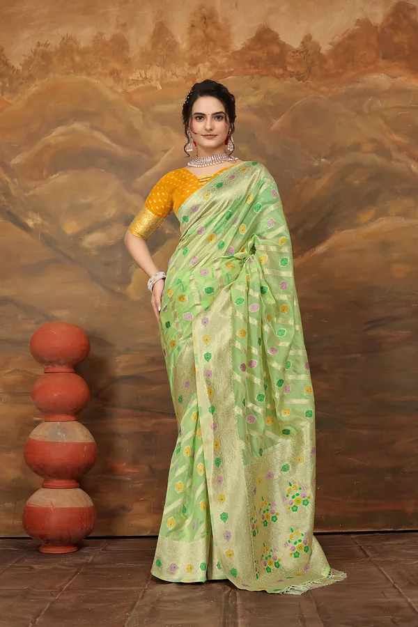 Green_Organza_Saree_For_Women