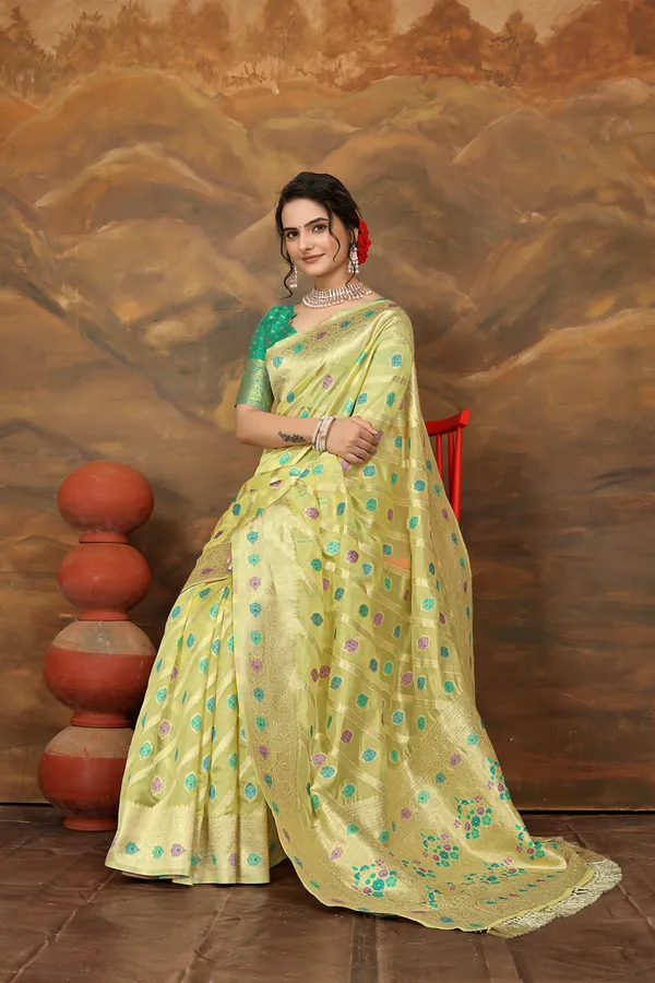 Yellow_Organza_Saree_For_Women