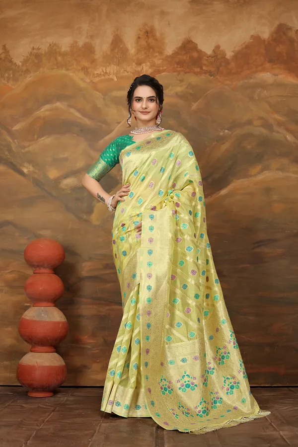 Yellow_Organza_Saree_For_Women