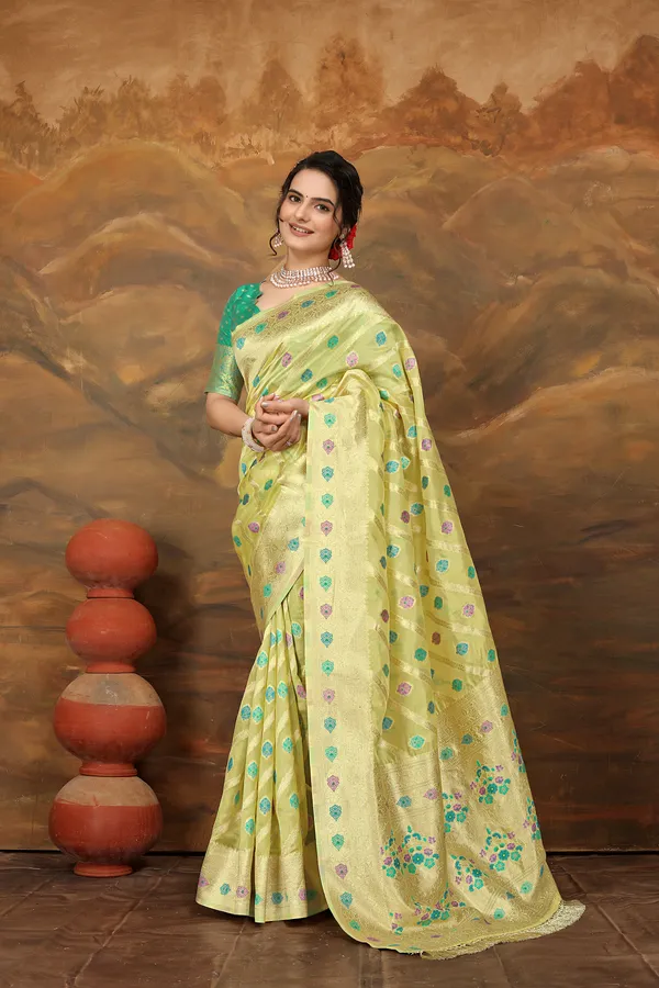 Yellow_Organza_Saree_For_Women