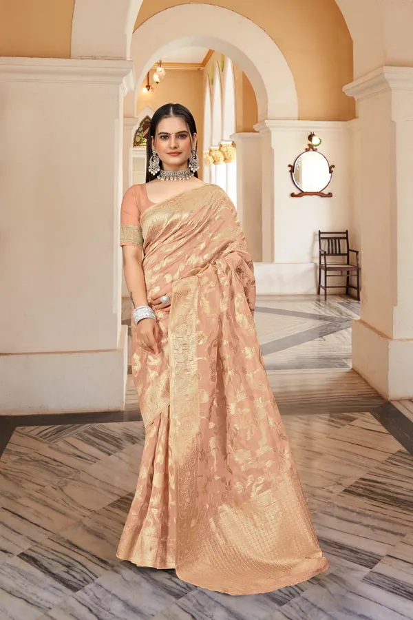Beige_Organza_Saree_For_Women