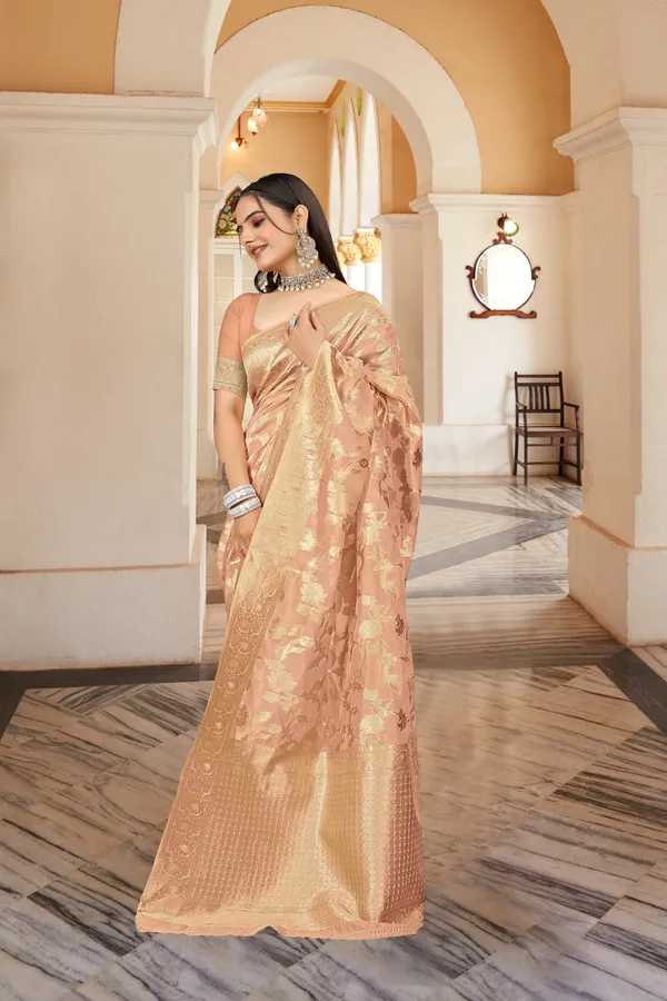 Beige_Organza_Saree_For_Women