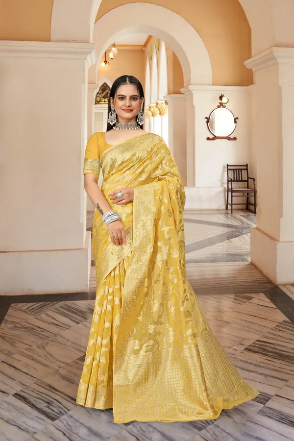 Yellow_Organza_Saree_For_Women