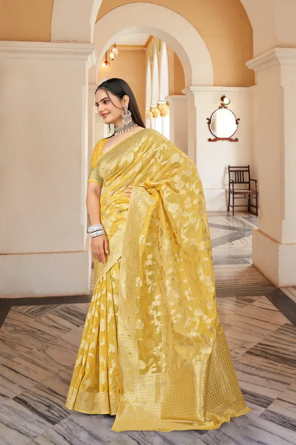 Yellow_Organza_Saree_For_Women