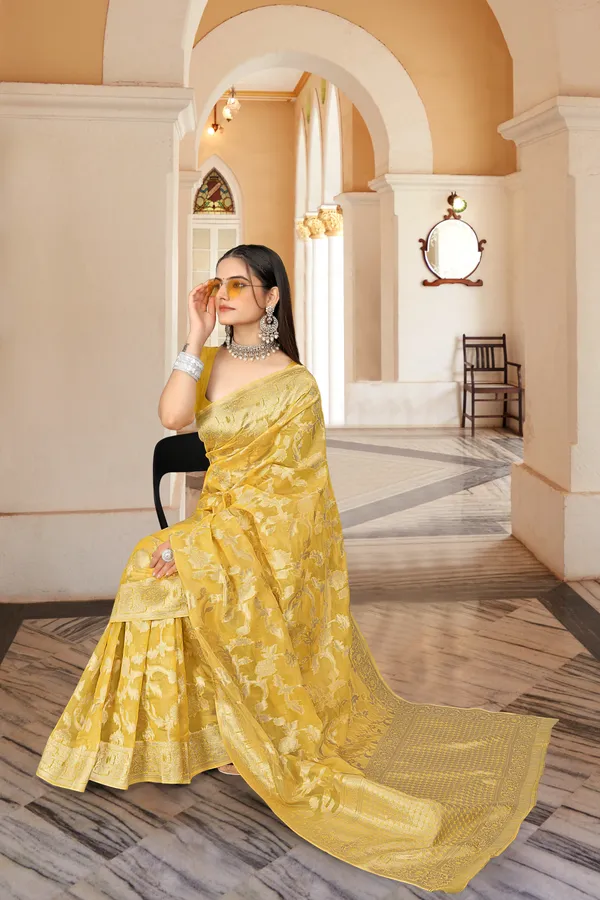 Yellow_Organza_Saree_For_Women