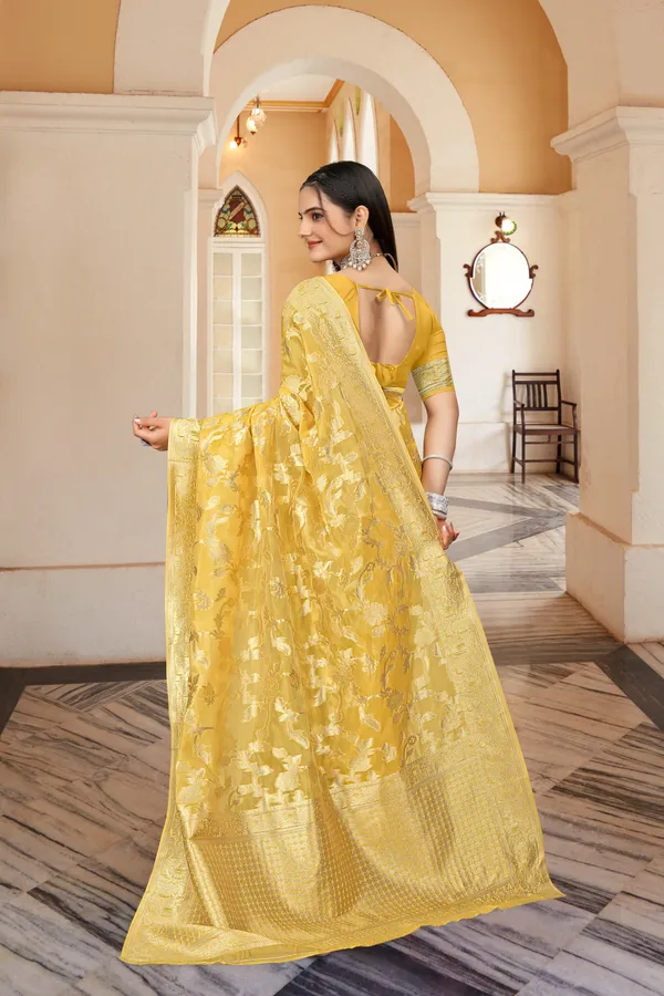 Yellow_Organza_Saree_For_Women