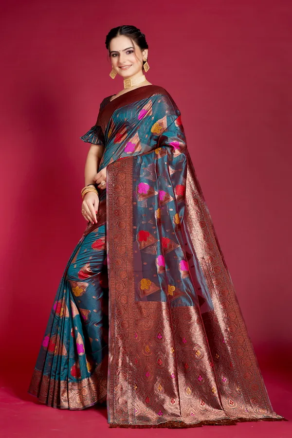 Multicolor_Organza_Saree_For_Women