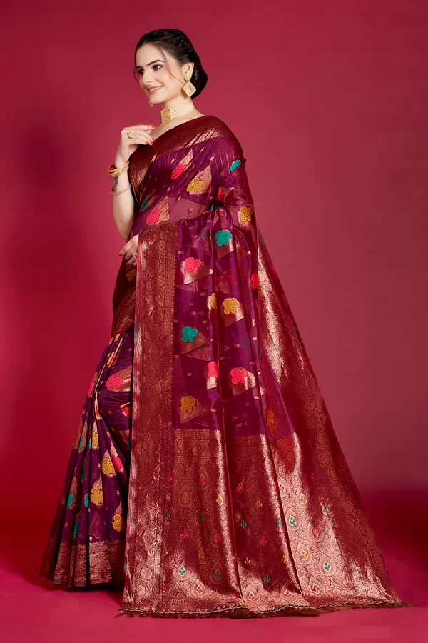 Multicolor_Organza_Saree_For_Women
