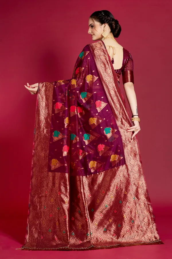 Multicolor_Organza_Saree_For_Women