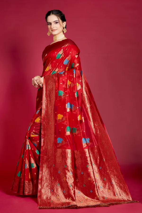 Red_Organza_Saree_For_Women