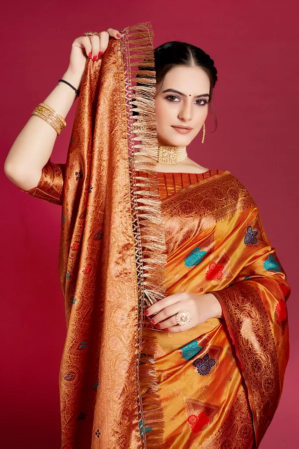 Orange_Organza_Saree_For_Women