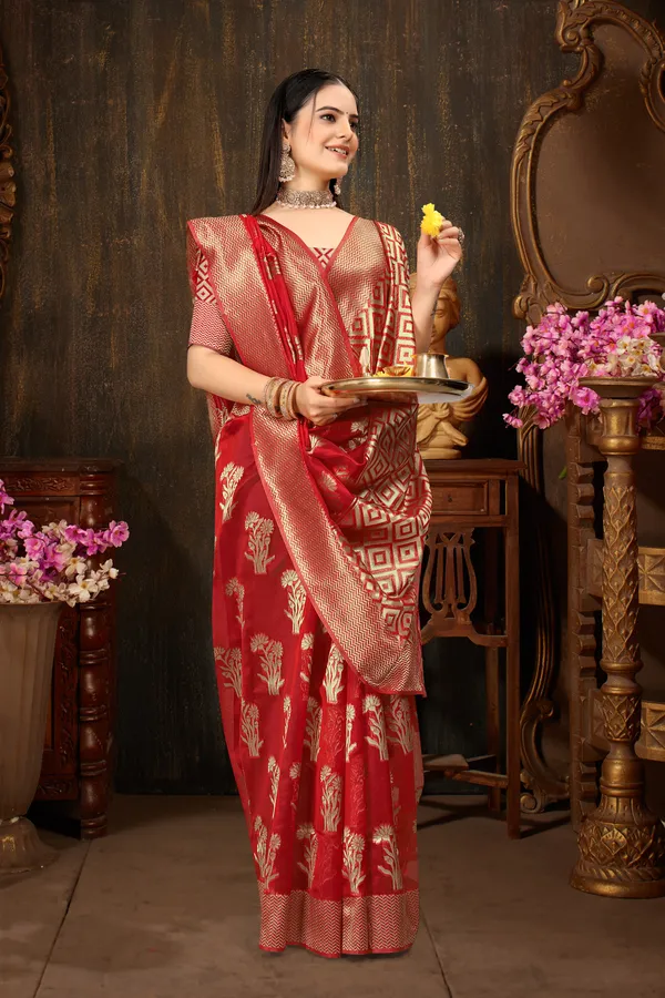 Red_Organza_Saree_For_Women