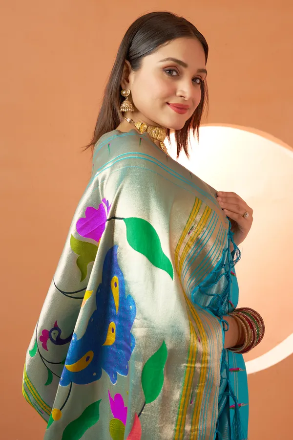 Sky_Blue_Dola_Silk_Saree_For_Women