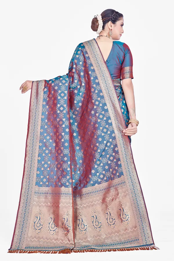 Sky_Blue_Banarsi_Silk_Saree_For_Women
