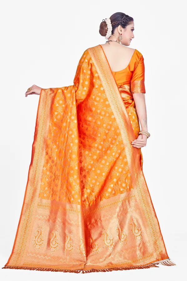Orange_Banarsi_Silk_Saree_For_Women