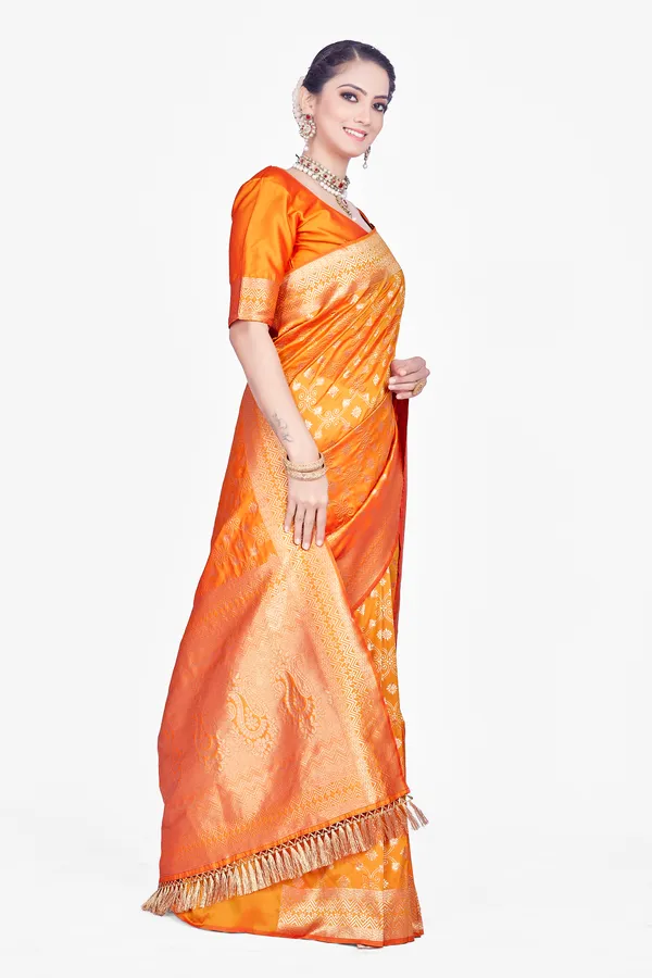 Orange_Banarsi_Silk_Saree_For_Women