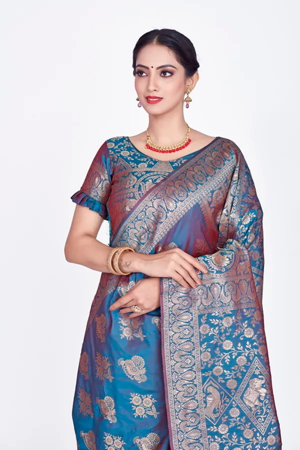 Blue_Banarsi_Silk_Saree_For_Women