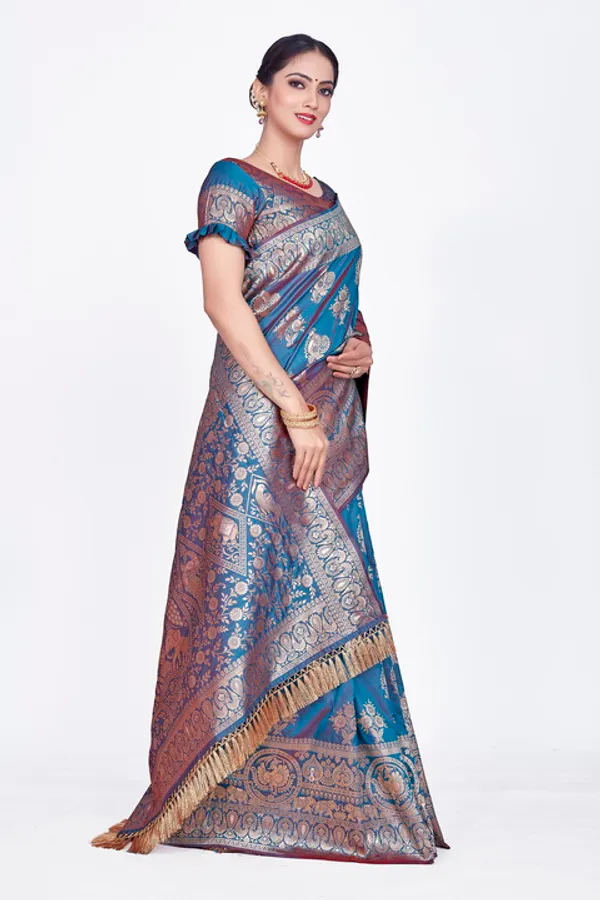 Blue_Banarsi_Silk_Saree_For_Women