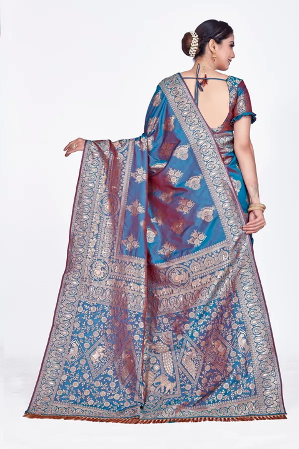 Blue_Banarsi_Silk_Saree_For_Women