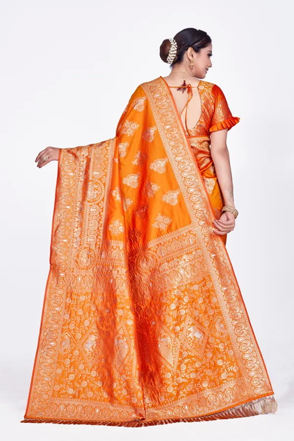 Orange_Banarsi_Silk_Saree_For_Women