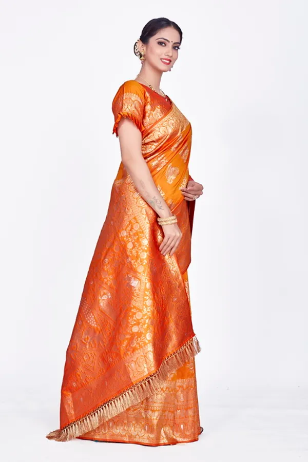 Orange_Banarsi_Silk_Saree_For_Women
