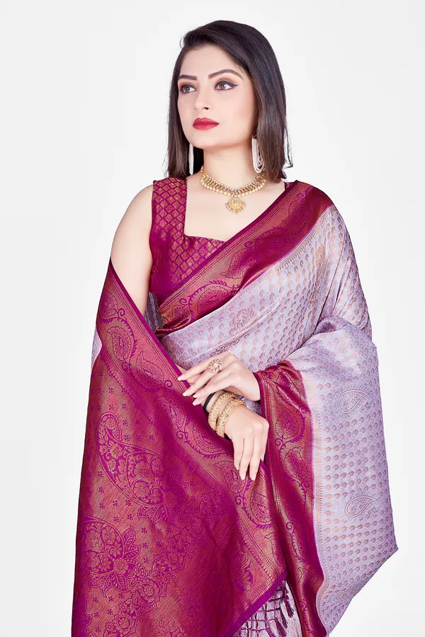 Lavender_Nylon_Softy_Saree_For_Women