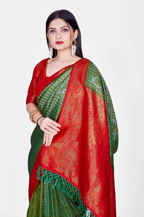 Green_Nylon_Softy_Saree_For_Women
