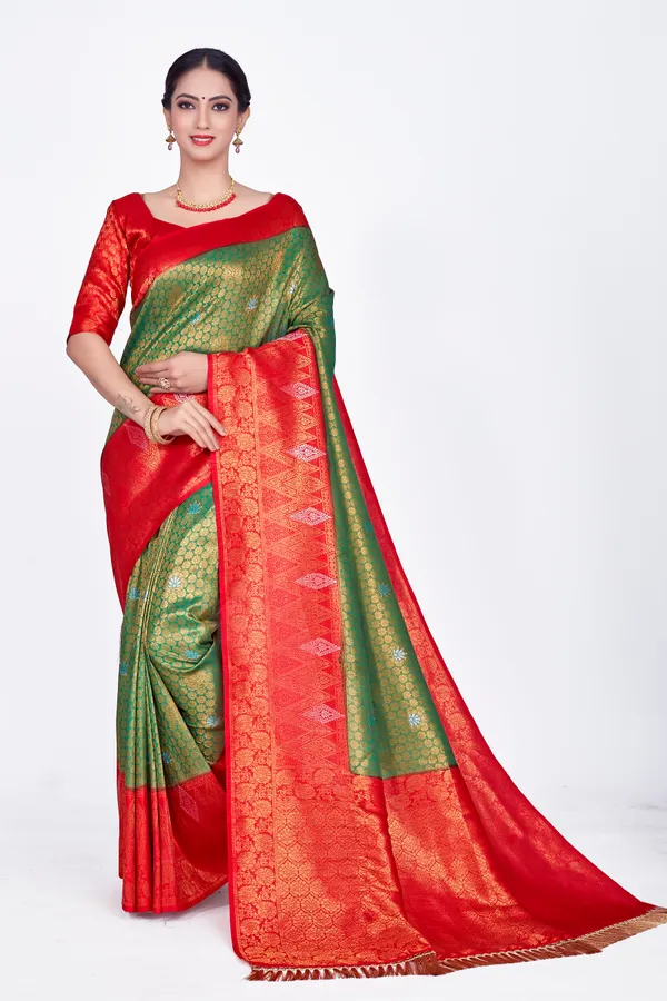 Green_Nylon_Softy_Saree_For_Women