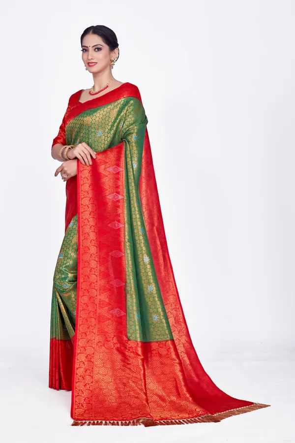 Green_Nylon_Softy_Saree_For_Women