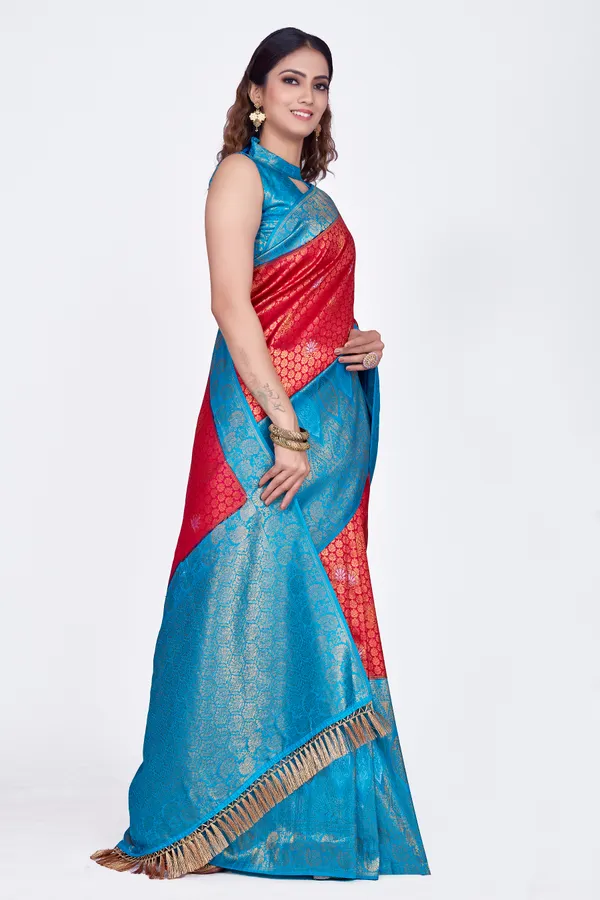 Sky_Blue_+_Red_Nylon_Softy_Saree_For_Women