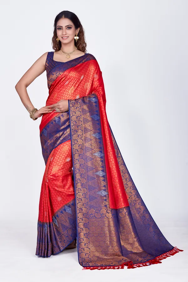 Red_Nylon_Softy_Saree_For_Women