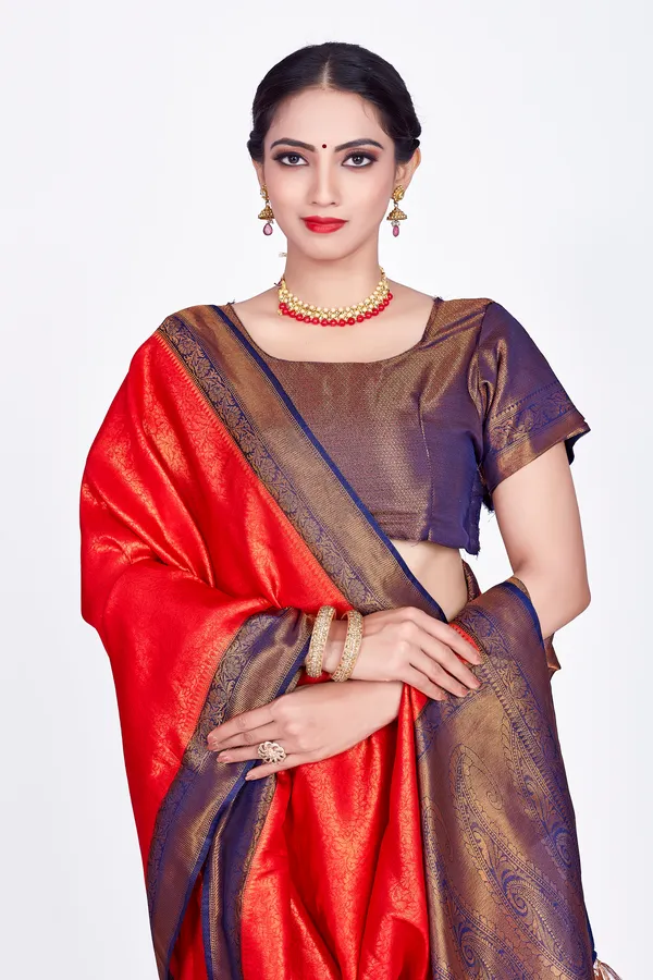 Red_Nylon_Softy_Saree_For_Women