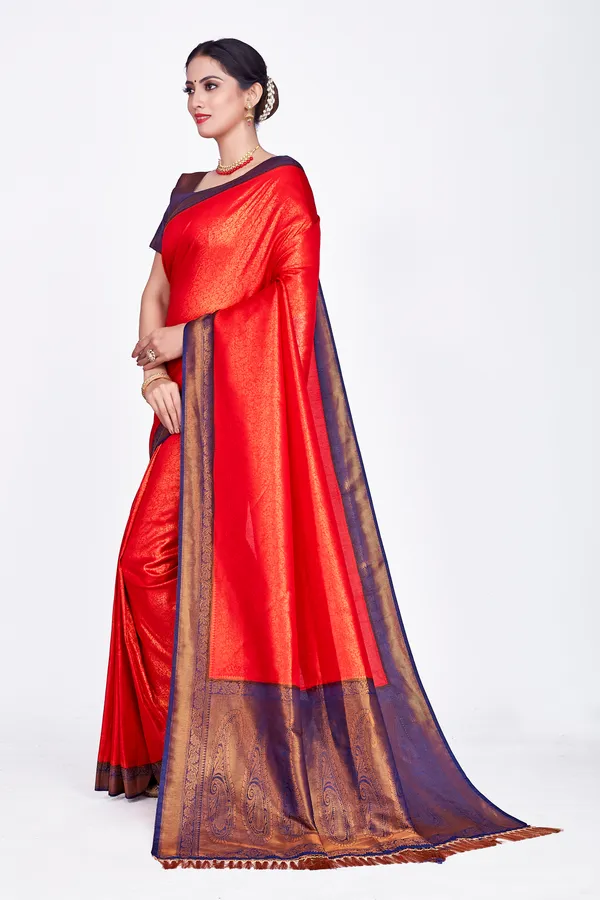 Red_Nylon_Softy_Saree_For_Women