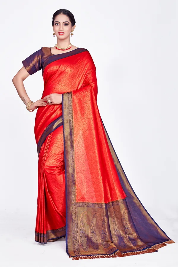 Red_Nylon_Softy_Saree_For_Women