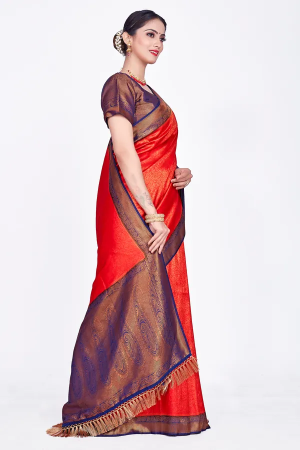 Red_Nylon_Softy_Saree_For_Women