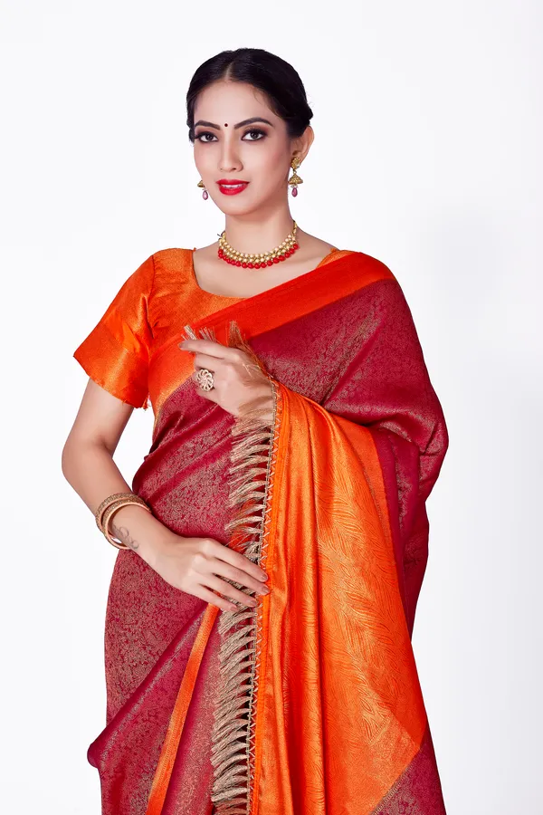 Red_Nylon_Softy_Saree_For_Women